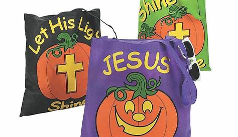 Large Glow-in-the-Dark Christian Pumpkin Tote Bags | Oriental Trading