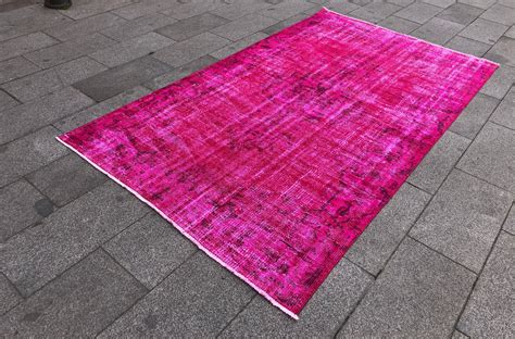 Rosa Orientalischer Teppich Rosa Boho Teppich Wollteppich Etsy