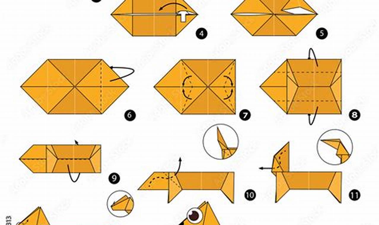 origami dog step by step with pictures