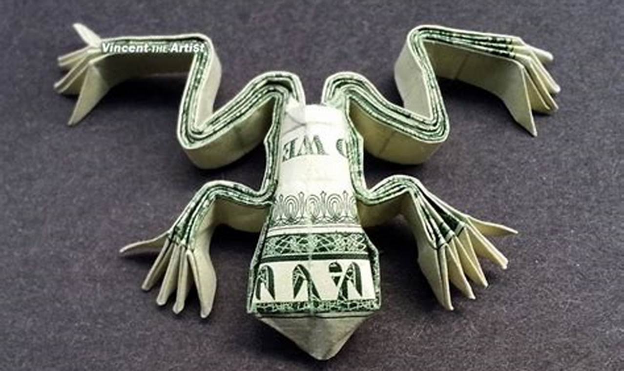 origami frog from dollar bill