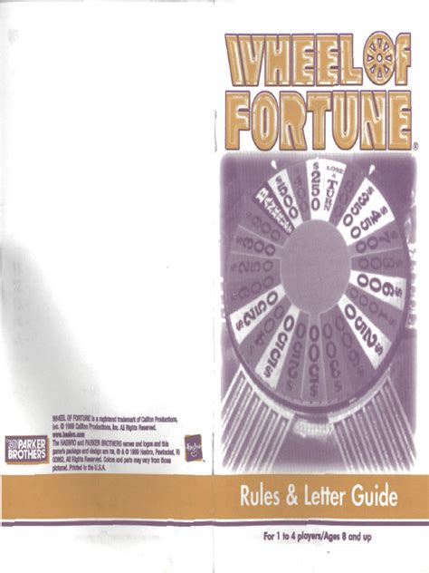Original Wheel Of Fortune Rules