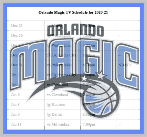 orlando magic basketball tv schedule