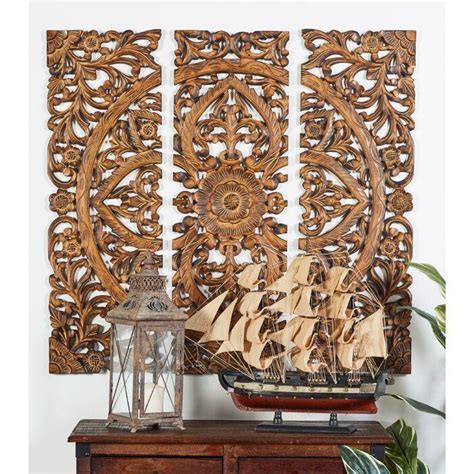 ornate wooden panel 4 pieces wall decor