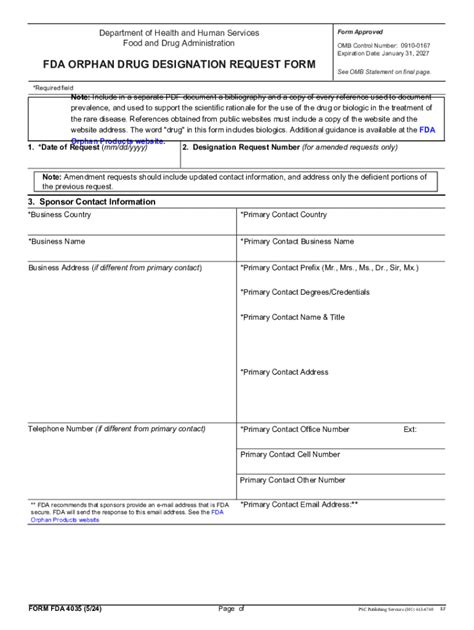 orphan designation request form template