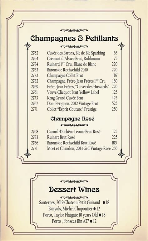 orsay restaurant menu