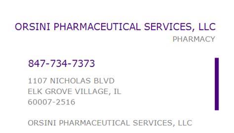 orsini pharmaceutical services phone number
