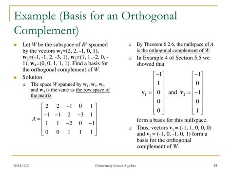 Orthogonal Complement Of Matrix