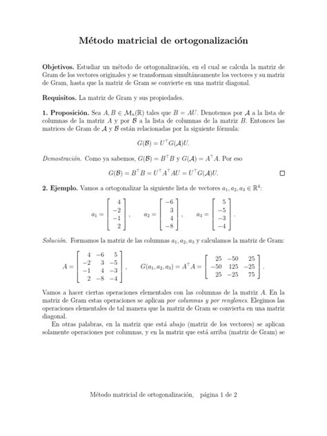 Orthogonalization Of A Matrix