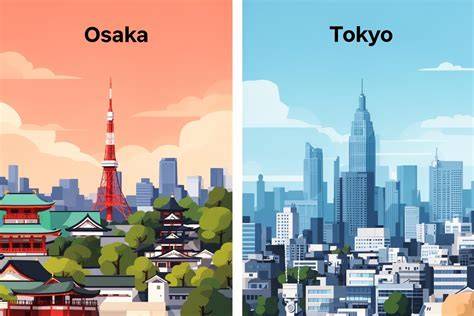 大阪と東京の都市風景