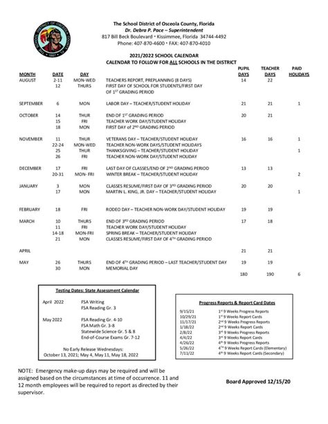 osceola school calendar 2022 23