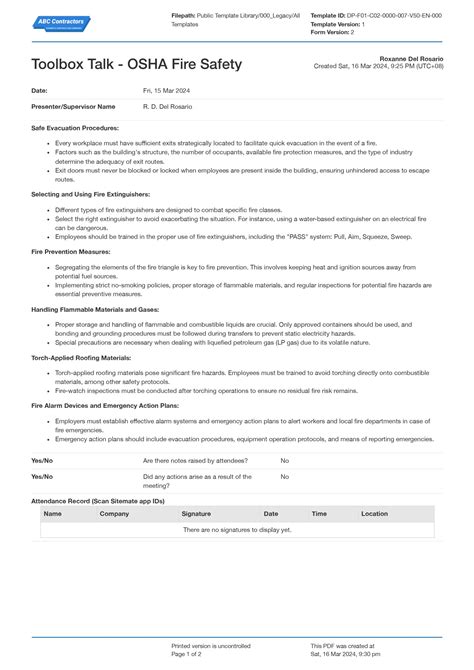 Osha Safety Worksheets