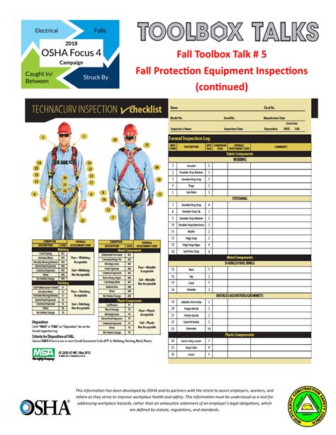 Osha Toolbox Talks Printable