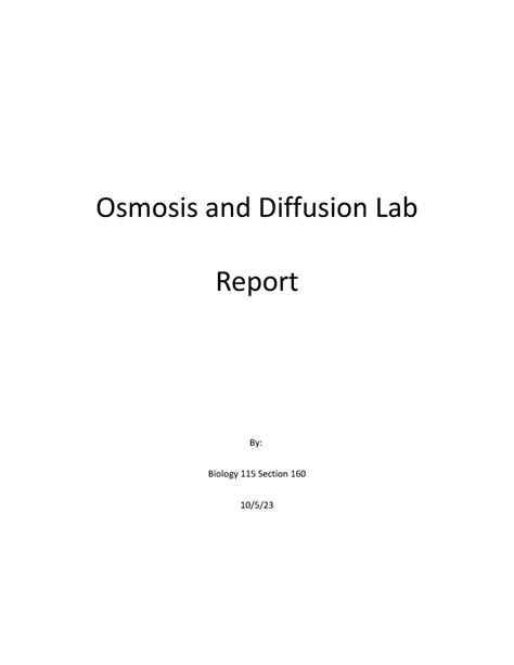 Osmosis And Diffusion Lab Report Introduction
