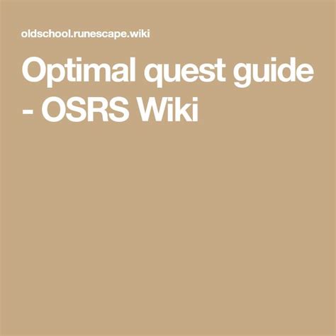 osrs wiki optimal quest guide