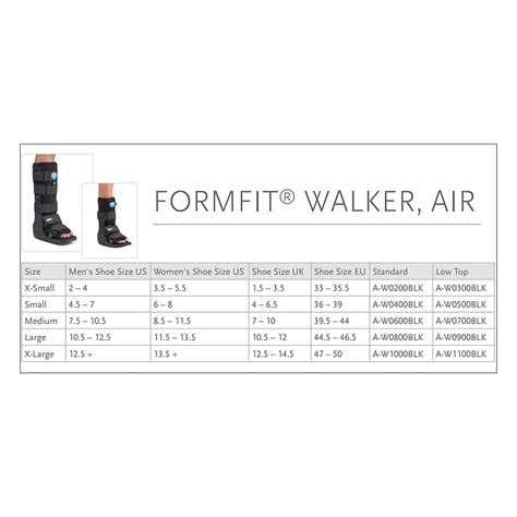 ossur cam boot size chart