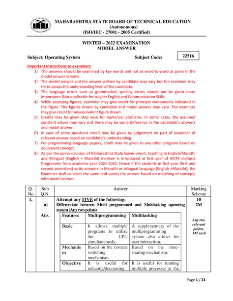 osy model answer paper msbte