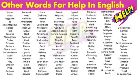 other words for support and help