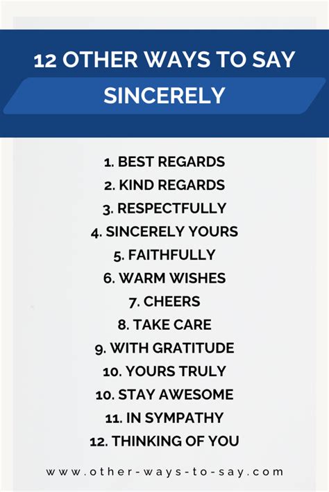 other words to use instead of sincerely in a letter