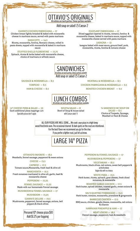 ottavio menu