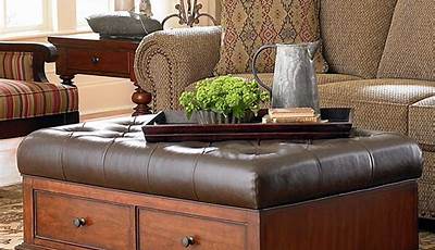 Ottoman Coffee Table With Leather Sofa