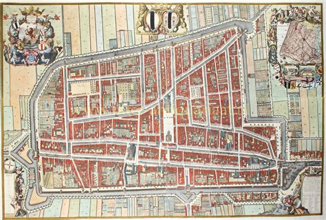 Oude kaart van Delft uit 1649 gemaakt door Johan Blaeu Oude kaart