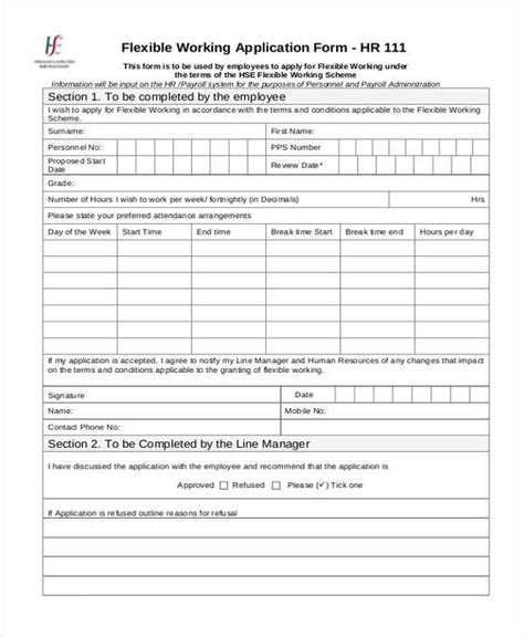 our working flexibly application form