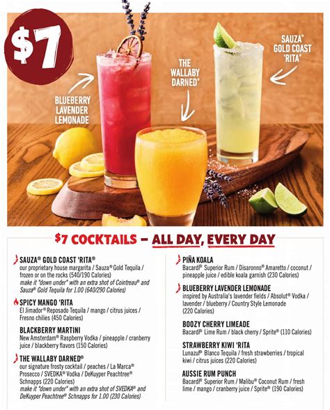 outback $7 cocktails menu