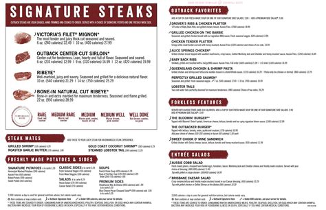 outback steakhouse menu myrtle beach sc