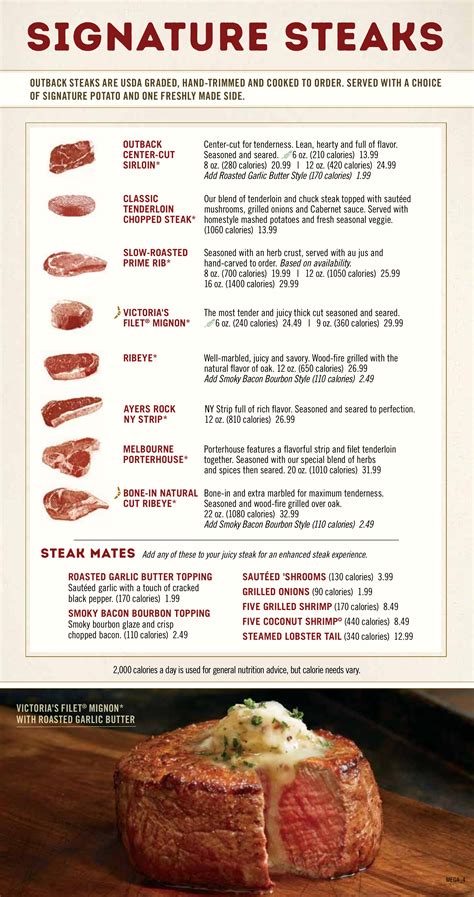 outback steakhouse steak menu