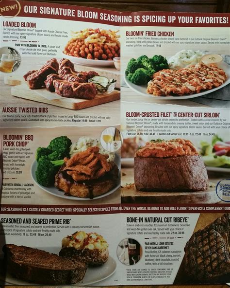 outback steakhouse us menu