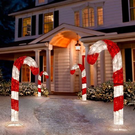 26" Red & White Double Candy Cane Lighted Outdoor Christmas Decor