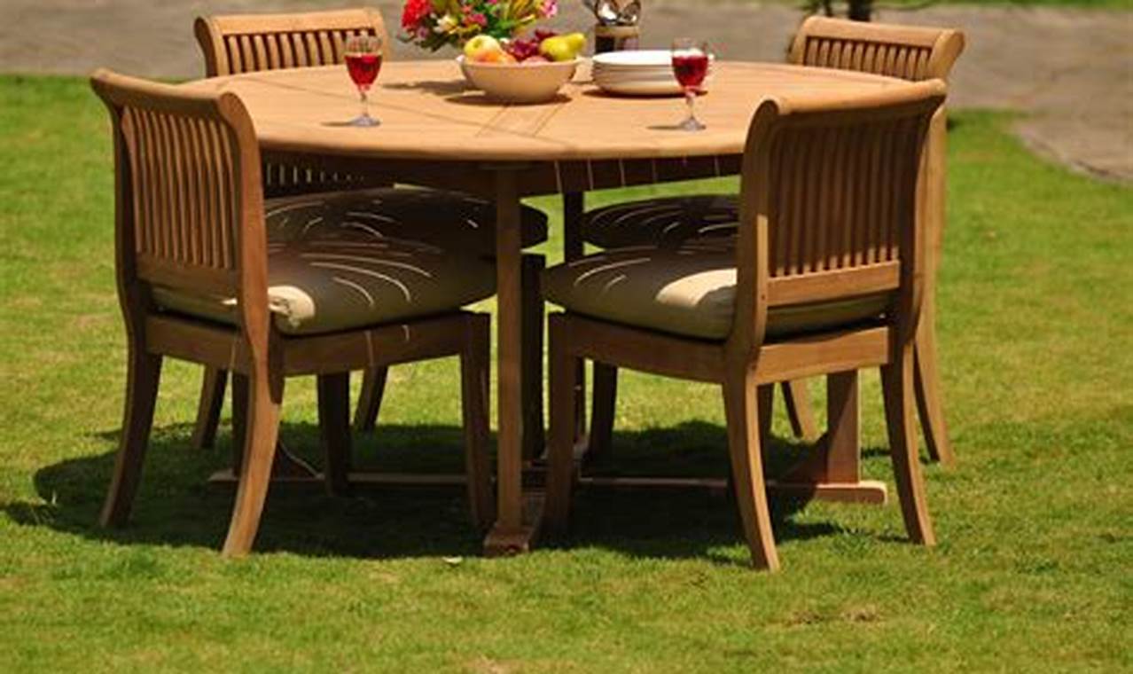 outdoor teak dining table and chairs