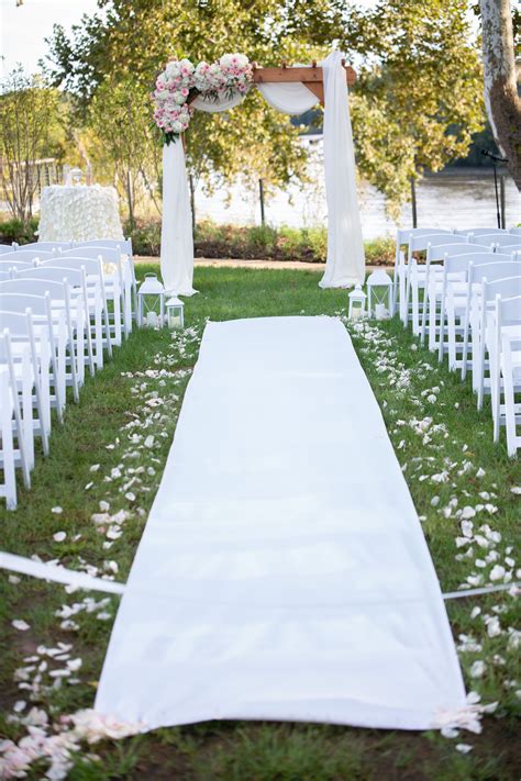 White aisle for wedding + rose petals Aisle runner wedding, Wedding