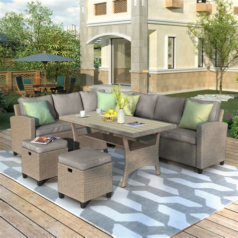Outdoor Couch And Dining Table Set