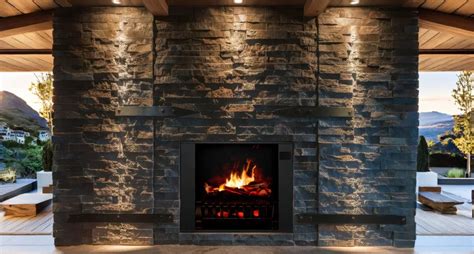 Outdoor Fireplace Stone Wall