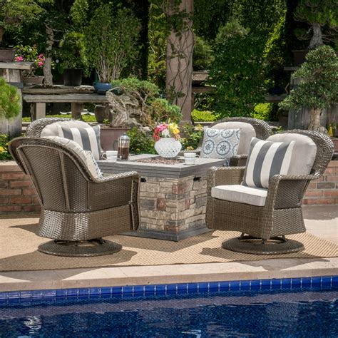 outdoor gas fire pit with chairs