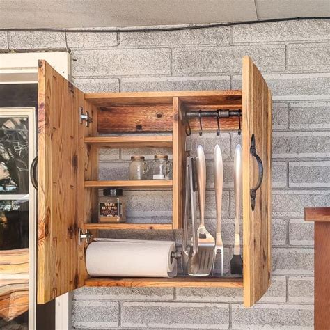 outdoor kitchen utensil storage