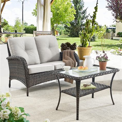 Outdoor Loveseat And Sofa Set