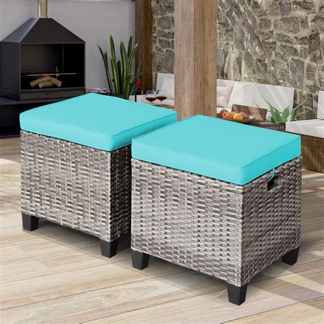 Outdoor Ottoman Turquoise