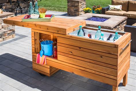 Outdoor Serving Table With Cooler