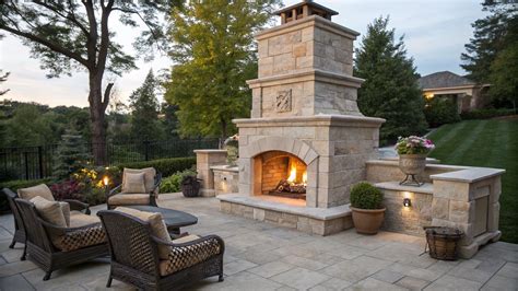 Outdoor Stone Fireplace Simple