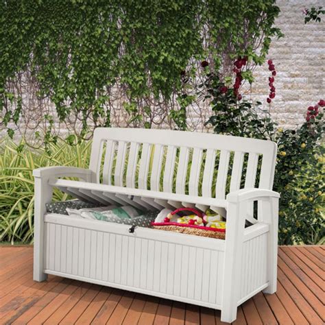 Hudson KETER ICENI EDEN PLASTIC GARDEN STORAGE BENCH BOX WATERPROOF