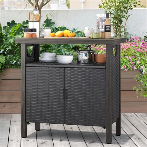 Outdoor Table And Storage Cabinet