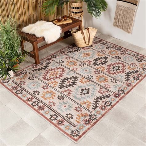 Road 3430 creme Outdoor Teppich Kelim Teppiche Waschbare Teppiche