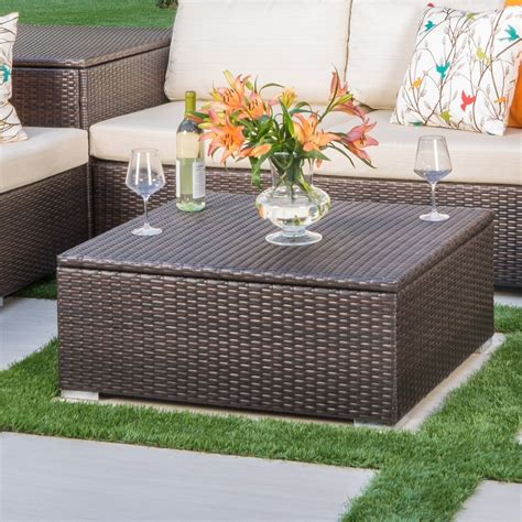 Outdoor Wicker Coffee Table Storage