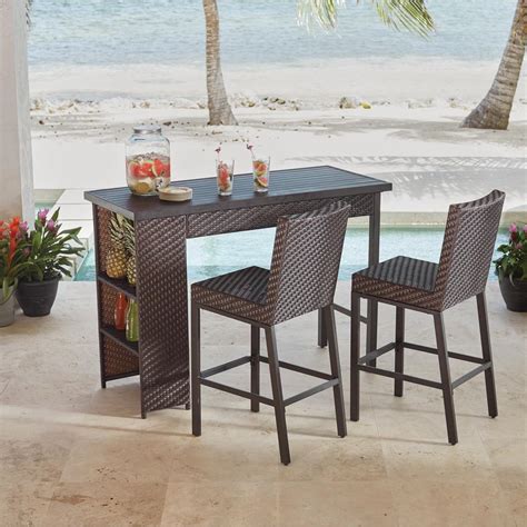 Outdoor Wicker Dining Bar Set