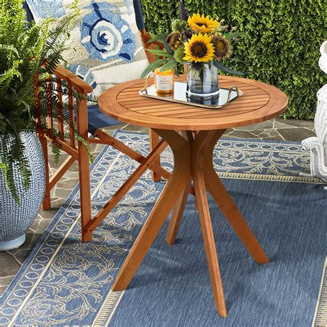 outdoor wooden bistro tables