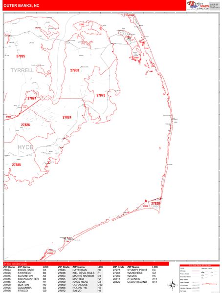Outer Banks Nc Zip Code Map