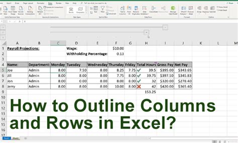 Outline Columns And Rows In Excel