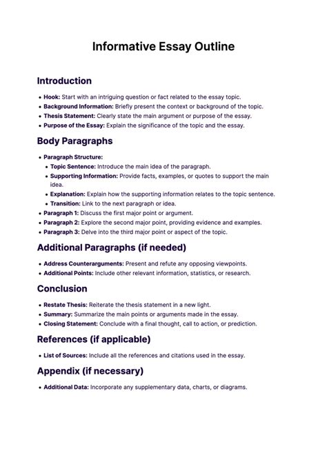 outline for informative essay example
